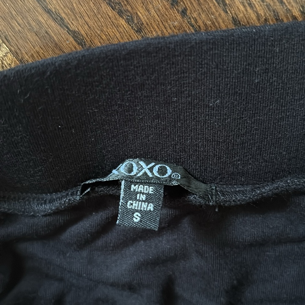 XOXO Pencil Skirt Black Knit Side Ruched Midi S - Picture 2 of 11